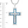 Thumbnail Image 2 of Men's 0.12 CT. T.W. Diamond Cross Pendant in Stainless Steel and Blue IP - 24"