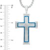 Thumbnail Image 1 of Men's 0.12 CT. T.W. Diamond Cross Pendant in Stainless Steel and Blue IP - 24"