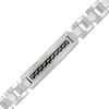 Men's Textured ID Bracelet in Stainless Steel with Black Carbon Fiber Inlay - 8.5"