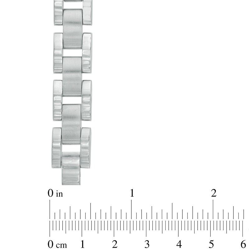 Main Image 2 of Textured ID Bracelet in Stainless Steel with Black Carbon Fiber Inlay - 8.5"