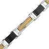 Thumbnail Image 0 of Men's Alternating Cable and Textured Link Bracelet in Stainless Steel and Two-Tone IP - 8.5"