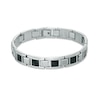 Thumbnail Image 1 of Men's Square Link Bracelet in Stainless Steel and Tungsten with Black Carbon Fiber - 8.5"
