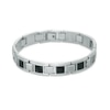 Men's Square Link Bracelet in Stainless Steel and Tungsten with Black Carbon Fiber - 8.5"