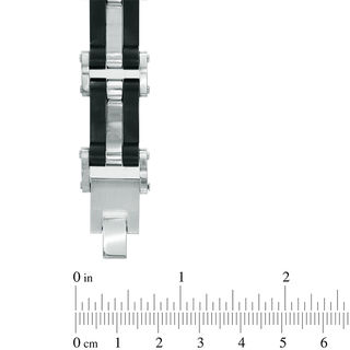 Men's Wavy Link Bracelet in Stainless Steel and Black IP - 8.5"