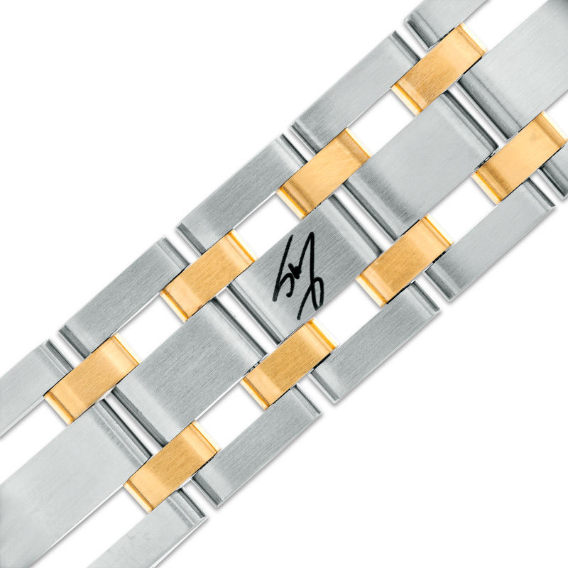 0.28 CT. T.W. Diamond Triple Row Link Bracelet in Stainless Steel and IP