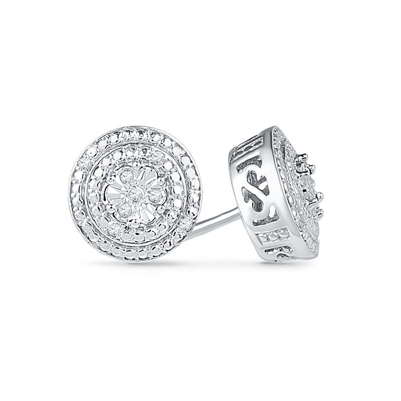 Diamond Accent Double Frame Stud Earrings in 10K White Gold|Peoples Jewellers