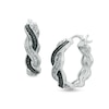 Thumbnail Image 0 of Enhanced Black and White Diamond Accent Braid Hoop Earrings in Sterling Silver