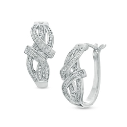 Diamond Accent Double Wrap Hoop Earrings in Sterling Silver