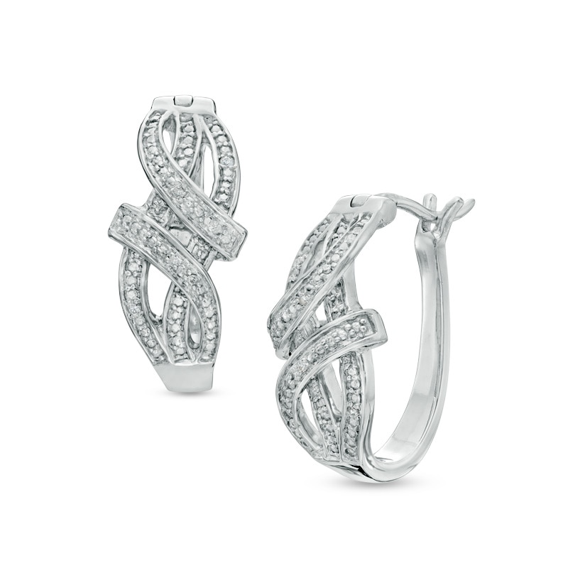 Diamond Accent Double Wrap Hoop Earrings in Sterling Silver