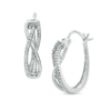 Thumbnail Image 1 of Diamond Accent Overlay Hoop Earrings in Sterling Silver