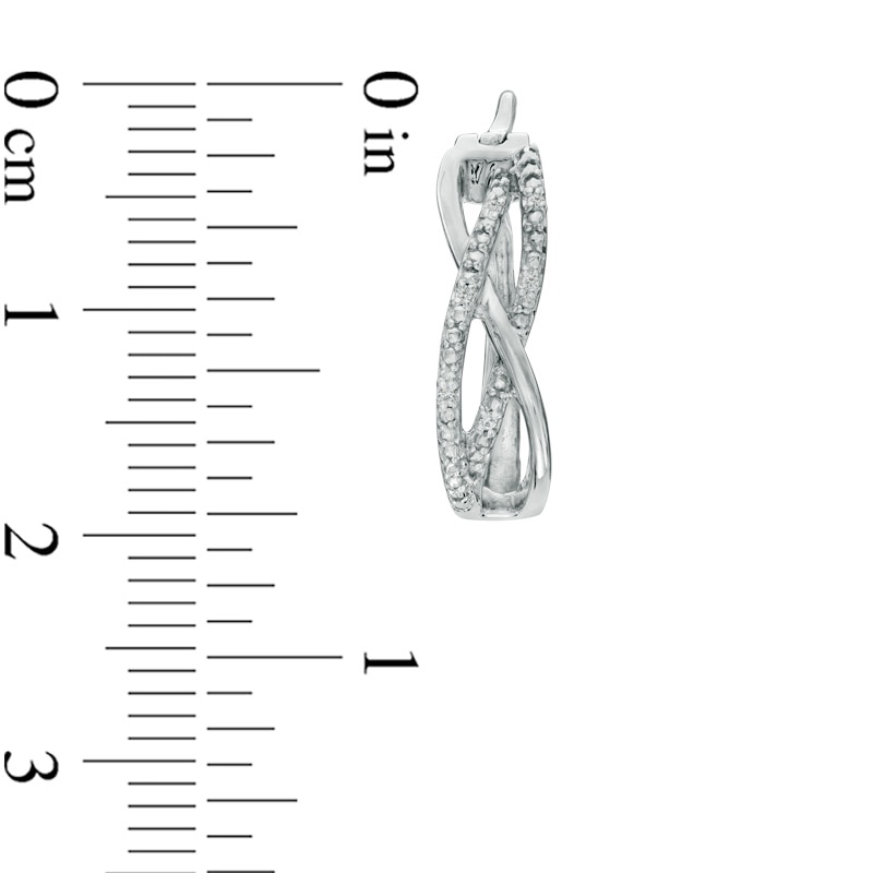 Main Image 2 of Diamond Accent Overlay Hoop Earrings in Sterling Silver