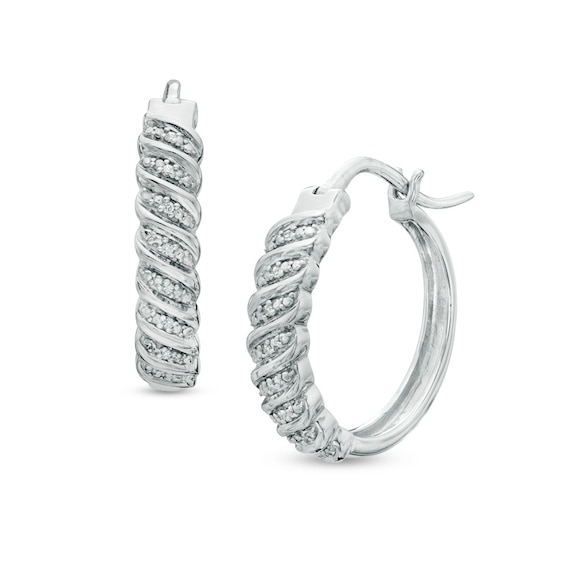 Diamond Accent Cascading Hoop Earrings in Sterling Silver Diamond Accent Cascading Hoop Earrings in Sterling Silver