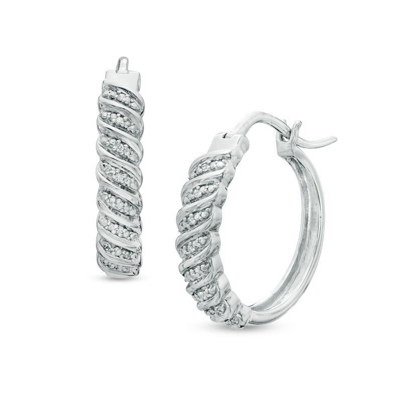Diamond Accent Cascading Hoop Earrings in Sterling Silver
