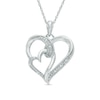Thumbnail Image 1 of Diamond Accent Double Heart Pendant in Sterling Silver