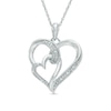 Thumbnail Image 0 of Diamond Accent Double Heart Pendant in Sterling Silver