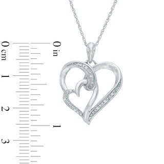 Diamond Accent Double Heart Pendant in Sterling Silver