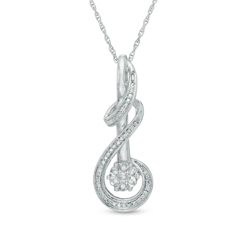 Diamond Accent Cascading Curlique Pendant in Sterling Silver|Peoples Jewellers