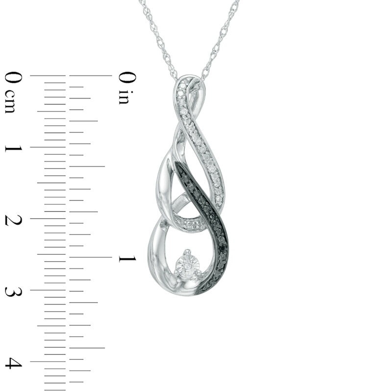 Enhanced Black and White Diamond Accent Double Infinity Pendant in Sterling Silver