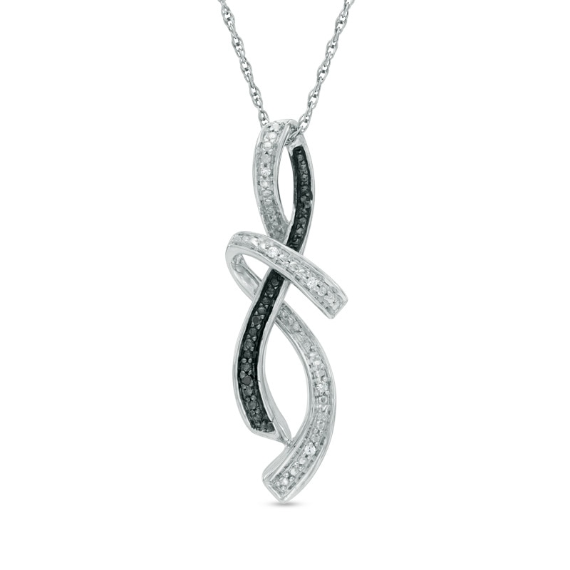 Enhanced Black and White Diamond Accent Abstract Infinity Pendant in Sterling Silver|Peoples Jewellers