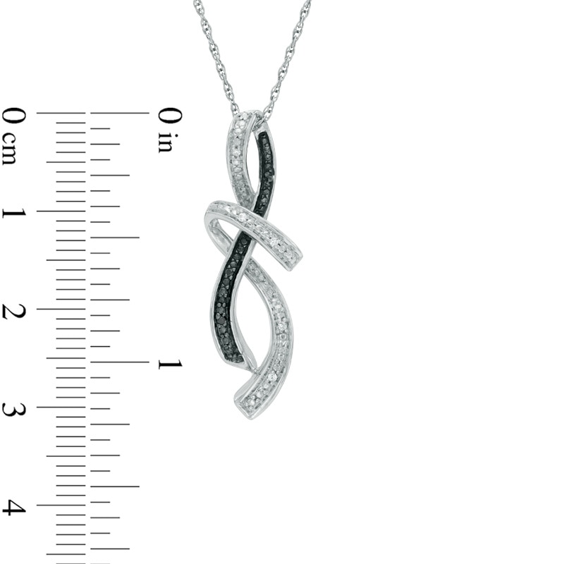 Enhanced Black and White Diamond Accent Abstract Infinity Pendant in Sterling Silver