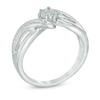 Diamond Accent Cluster Bypass Promise Ring in Sterling Silver