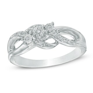 Diamond Accent Three Stone Promise Ring in Sterling Silver