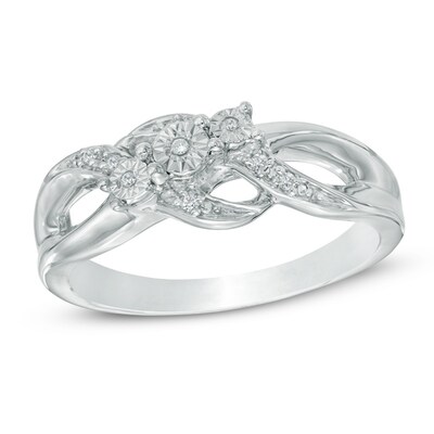Diamond Accent Three Stone Promise Ring in Sterling Silver