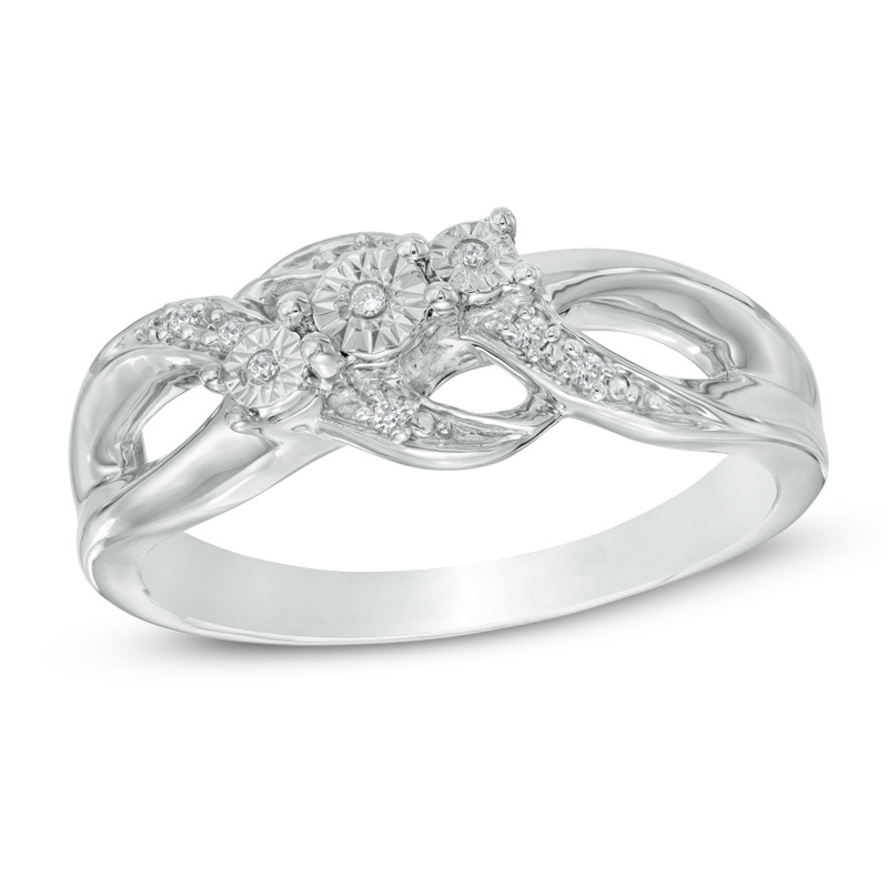 Diamond Accent Three Stone Promise Ring in Sterling Silver|Peoples Jewellers