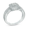 Quad Diamond Accent Square Frame Promise Ring in Sterling Silver