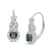 Thumbnail Image 0 of 1.00 CT. T.W. Black Diamond and Lab-Created White Sapphire Cascading Frame Drop Earrings in Sterling Silver