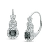 Thumbnail Image 1 of 1.00 CT. T.W. Black Diamond and Lab-Created White Sapphire Cascading Frame Drop Earrings in Sterling Silver
