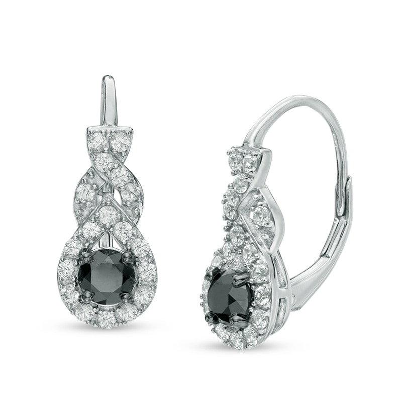 1.00 CT. T.W. Black Diamond and Lab-Created White Sapphire Cascading Frame Drop Earrings in Sterling Silver