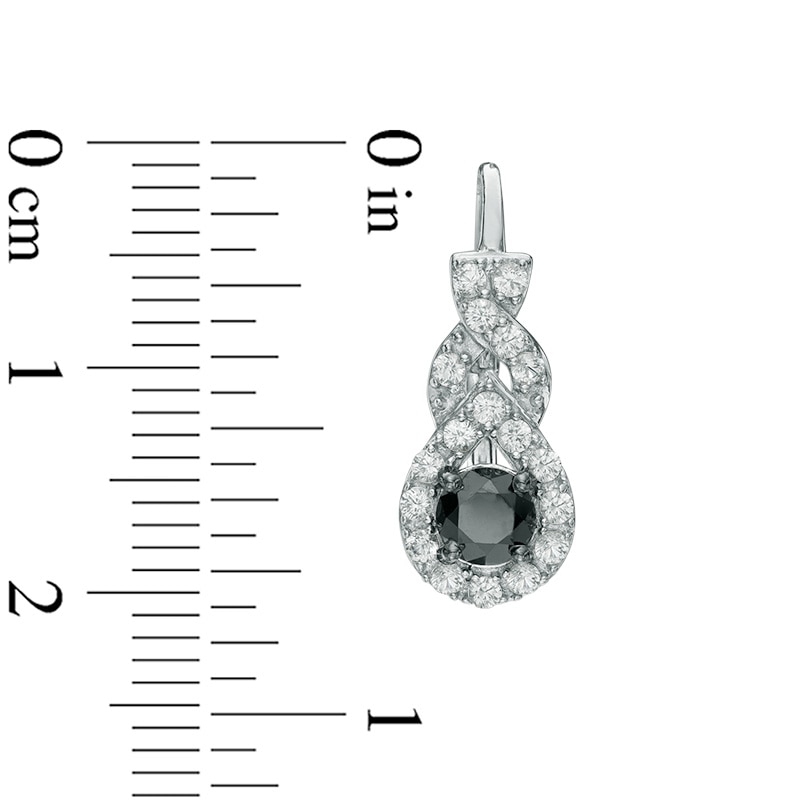 1.00 CT. T.W. Black Diamond and Lab-Created White Sapphire Cascading Frame Drop Earrings in Sterling Silver