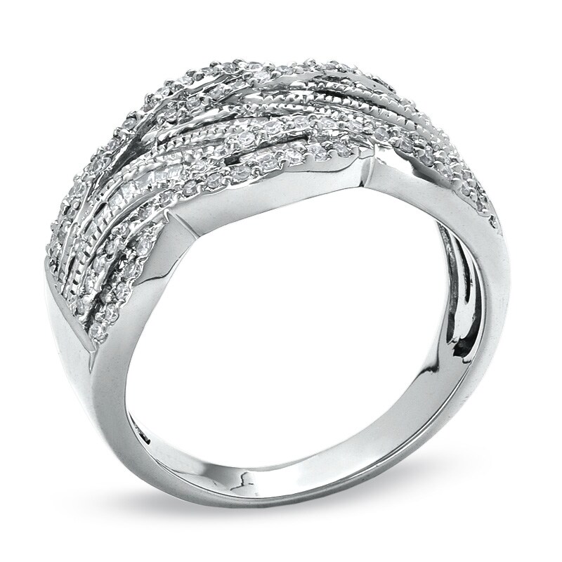 Main Image 2 of 0.50 CT. T.W. Diamond Swirl Ring in 10K White Gold