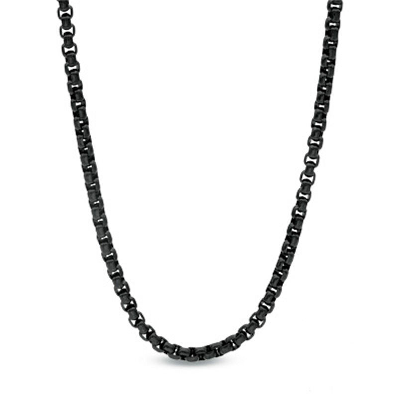 Men's 3.75mm Rolo Chain Necklace in Stainless Steel with Black IP - 30"|Peoples Jewellers