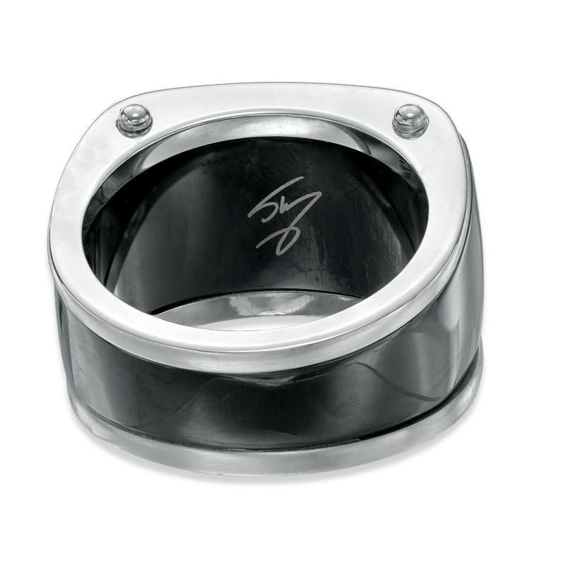 0.19 CT. T.W. Black Diamond Multi-Row Band in Stainless Steel with Black IP