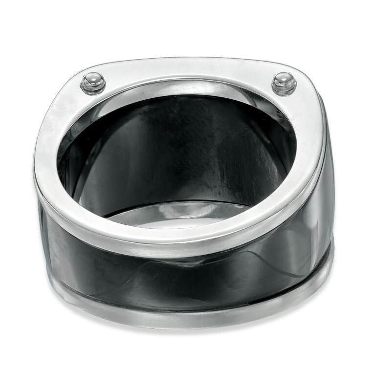 Main Image 3 of 0.19 CT. T.W. Black Diamond Multi-Row Band in Stainless Steel with Black IP