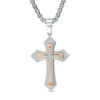 Thumbnail Image 0 of Men's Gothic-Style Layered Cross Pendant in Stainless Steel and Rose IP - 24"