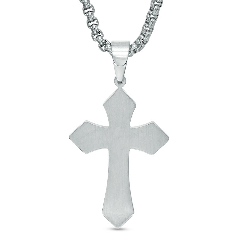 Main Image 2 of Men's Gothic-Style Layered Cross Pendant in Stainless Steel and Rose IP - 24"