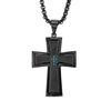 Thumbnail Image 0 of Men's Enhanced Blue Diamond Accent Stacked Cross Pendant in Stainless Steel with Black IP - 24"