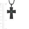 Thumbnail Image 2 of Men's Enhanced Blue Diamond Accent Stacked Cross Pendant in Stainless Steel with Black IP - 24"