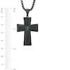 Thumbnail Image 1 of Men's Enhanced Blue Diamond Accent Stacked Cross Pendant in Stainless Steel with Black IP - 24"