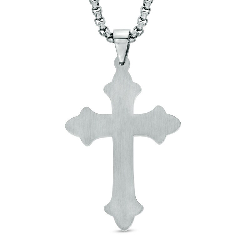 Main Image 2 of Men's Crucifix Pendant in Two-Tone Stainless Steel - 24"