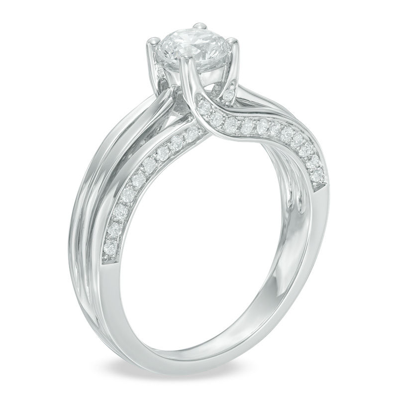 0.75 CT. T.W. Certified Canadian Diamond Split Shank Engagement Ring 14K White Gold (I/I1)