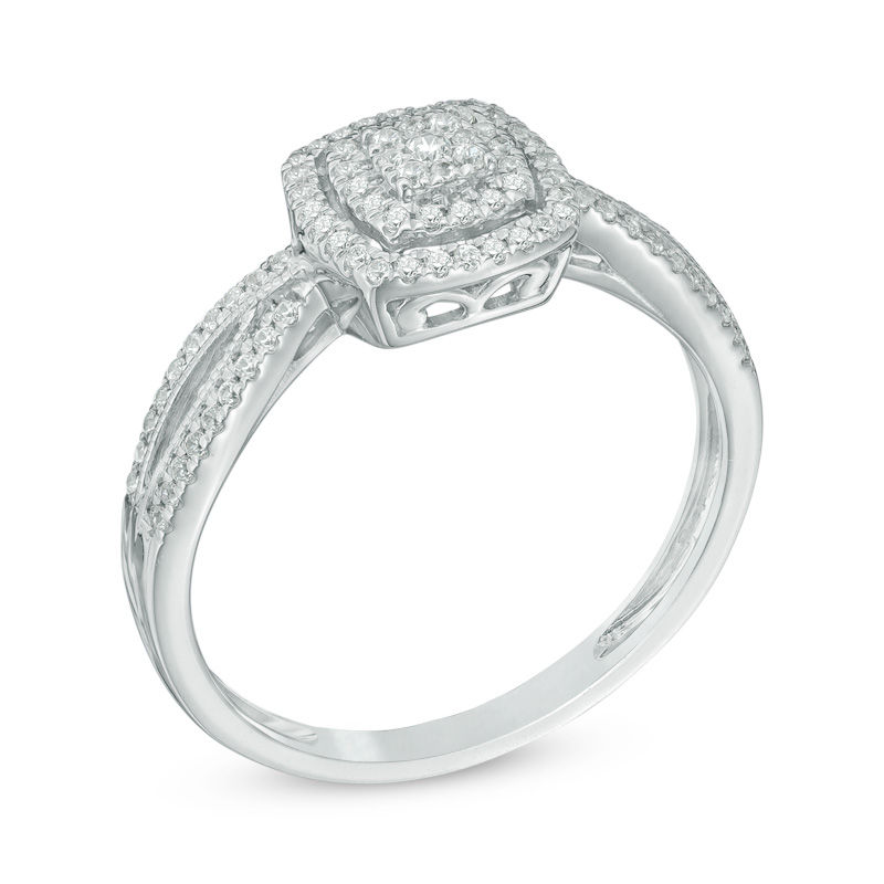 0.20 CT. T.W. Composite Diamond Frame Promise Ring 10K White Gold