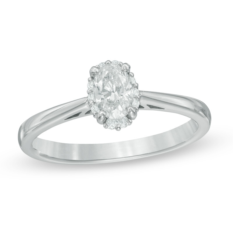 0.60 CT. T.W. Certified Canadian Diamond Frame Engagement Ring in 14K White Gold (I/I1)