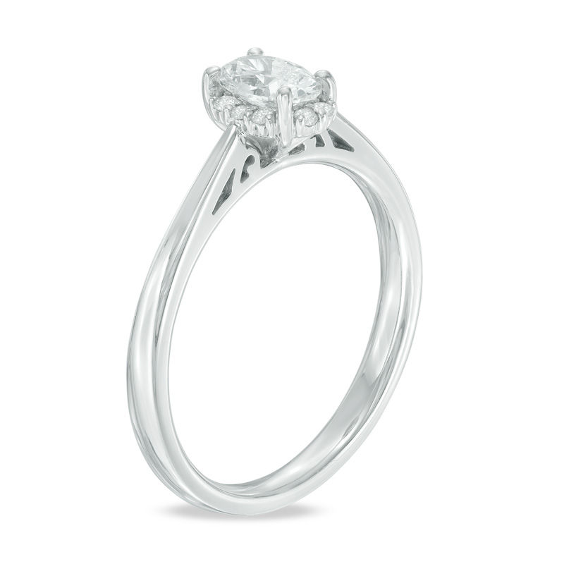 0.60 CT. T.W. Certified Canadian Diamond Frame Engagement Ring 14K White Gold (I/I1)