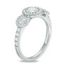 Thumbnail Image 1 of 1.40 CT. T.W. Certified Canadian Diamond Frame Three Stone Engagement Ring in 14K White Gold (I/I2)