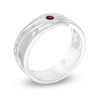 Thumbnail Image 2 of Men's Garnet Solitaire Wedding Band in Sterling Silver