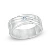 Thumbnail Image 1 of Men's Aquamarine Solitaire  Wedding Band in Sterling Silver